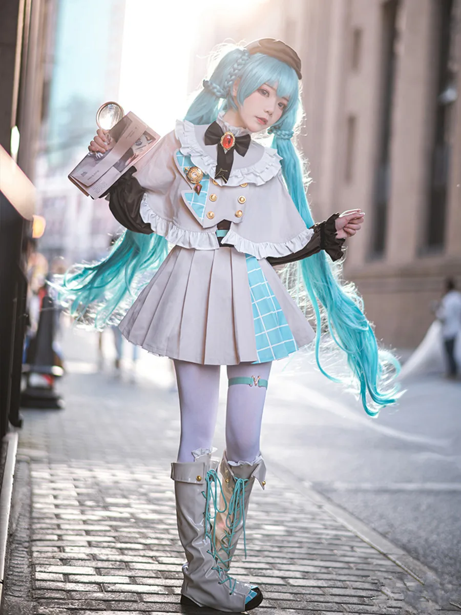 Женский маскарадный костюм для косплея AGCOS Vocaloid Little Detective Miku | Тематическая одежда