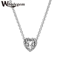 wholegem trendy love heart shaped zircon necklace sparkling crystal brand design women fashion jewelry drop shipping