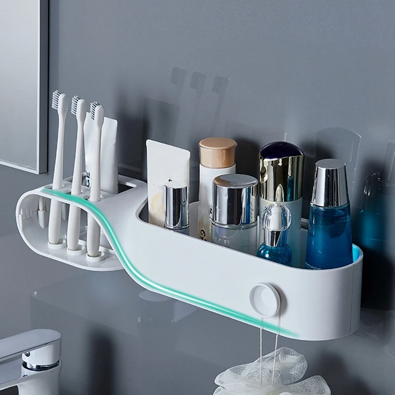 

Wall-Mounted Storage Rack Shampoo Cosmetic Towel Holder Toothbrush Rack Bathroom Shelf Toilet Household Accessories