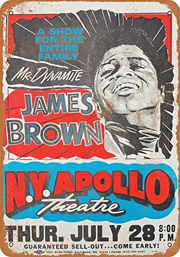 

James Brown at The Apollo in Harlem 12 X 8 Inches Retro Metal Tin Sign - Vintage Art Poster Plaque