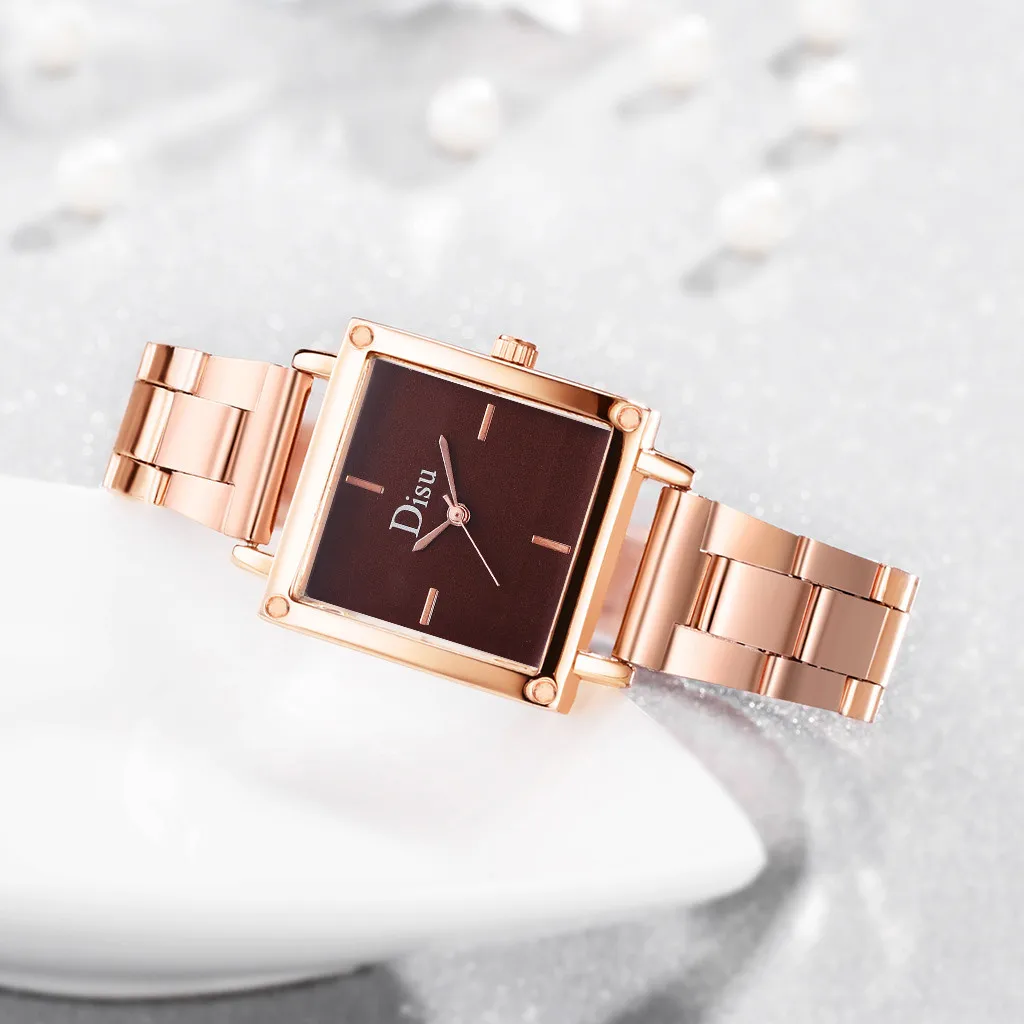 Женские часы со стальным ремешком женские кварцевые с квадратным циферблатом