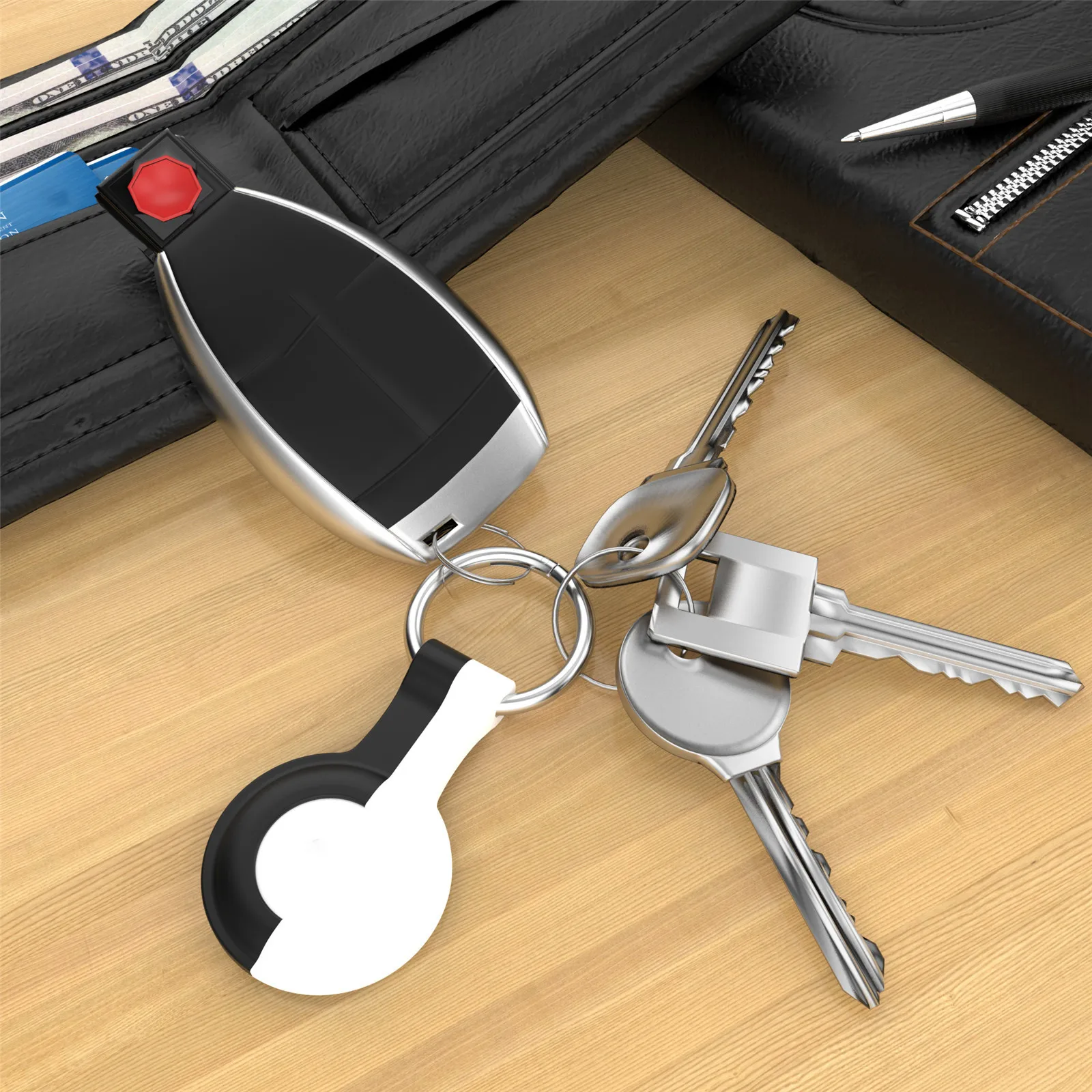 

Patchwork Silicone Protector Cover With Keychain For Airtags Anti-scratch Anti-fall Silicone Protective Case Shell For Air Tags