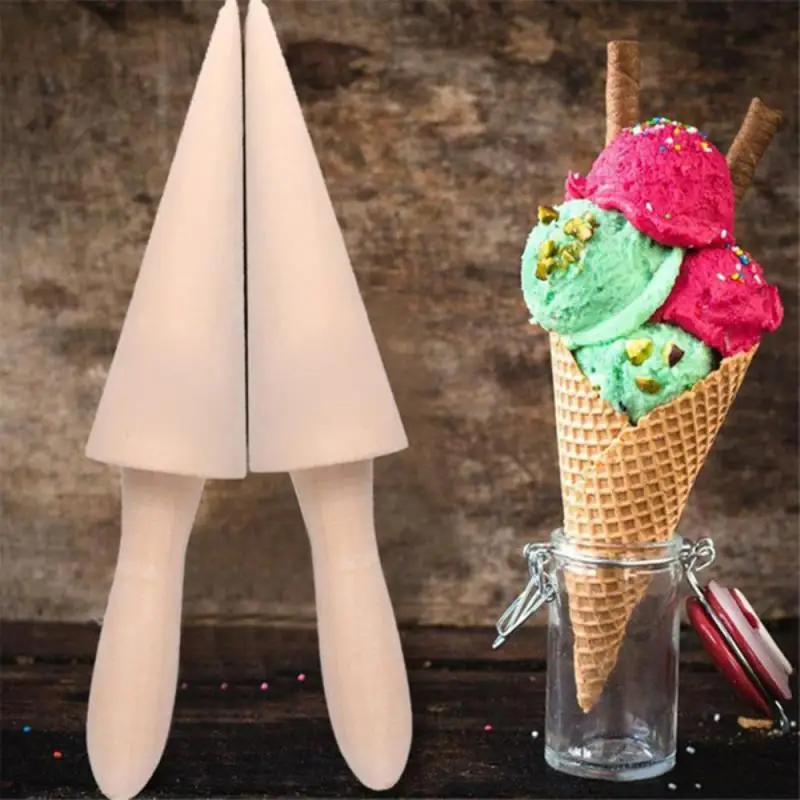 

Wooden Ice Cream Cone Mold DIY Egg Roll Omelet Waffle Roller Pastry Kitchen Baking Decorating Tools Bakeware