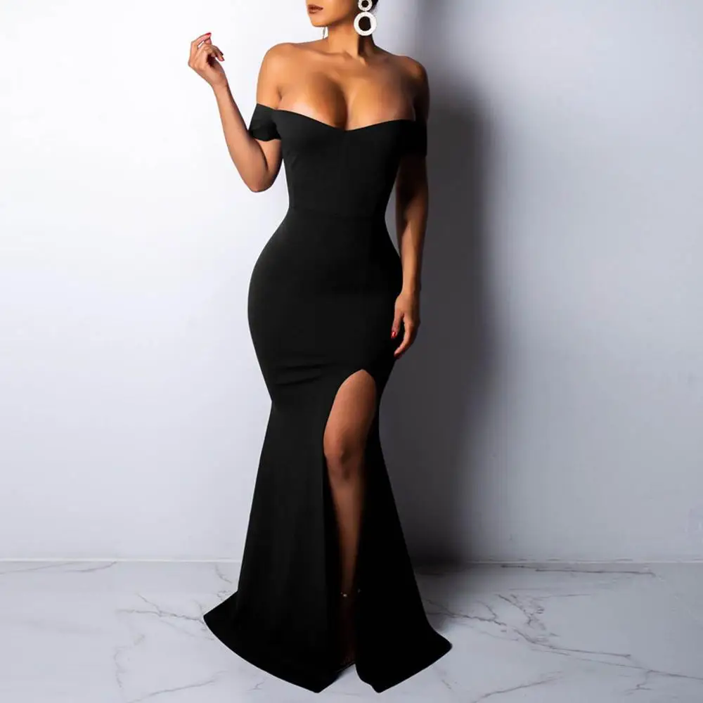 Женское Сексуальное Платье макси с открытыми плечами без рукавов длинное платье