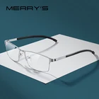 Оправа для очков MERRYS Мужская, оптические очки из титанового сплава , сверхлегкие квадратные очки для коррекции близорукости, противоскользящие, силиконовые