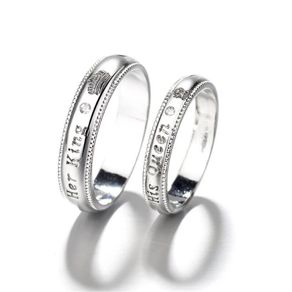 Ее король и его королева пара обручальное кольцо из нержавеющей стали юбилей