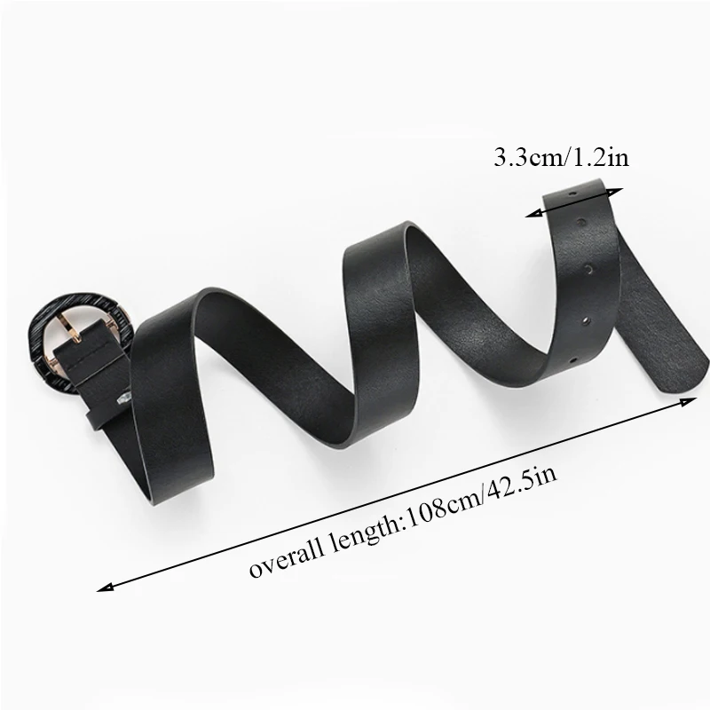 

Leather Belts for Women Fashion Jeans Classic Retro Simple Round Buckle Female pin new Denim dress Sword goth Luxury punk gothic