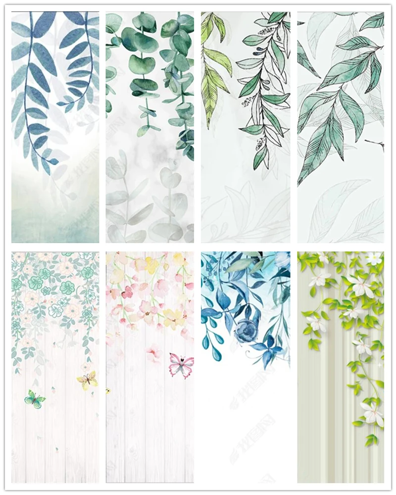 

Self Adhesive PVC flowers leaves plants modern Door Stickers Home Decor Door Wrap Wall Sticker Mural porch 3d Wallpaper Poster