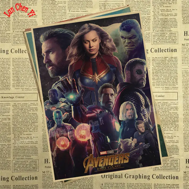 Прозрачный Marvel Фильм Мстители: эндшпиль крафт-бумага плакат художественный напечатанный номер живопись наклейки на стену - Цвет: Прозрачный