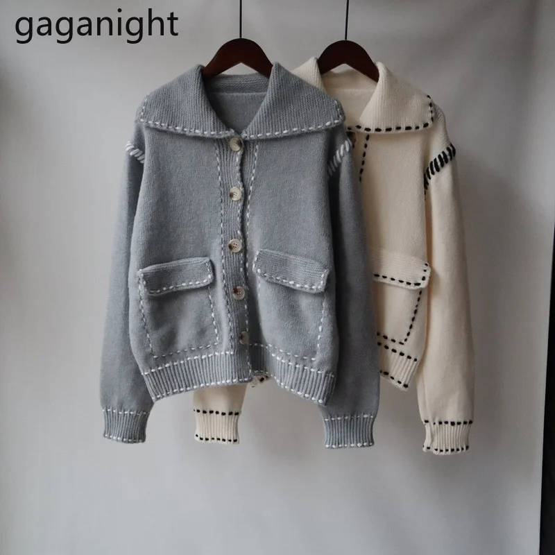 Gaganight Повседневный Женский Свободный вязаный кардиган оверсайз шикарная