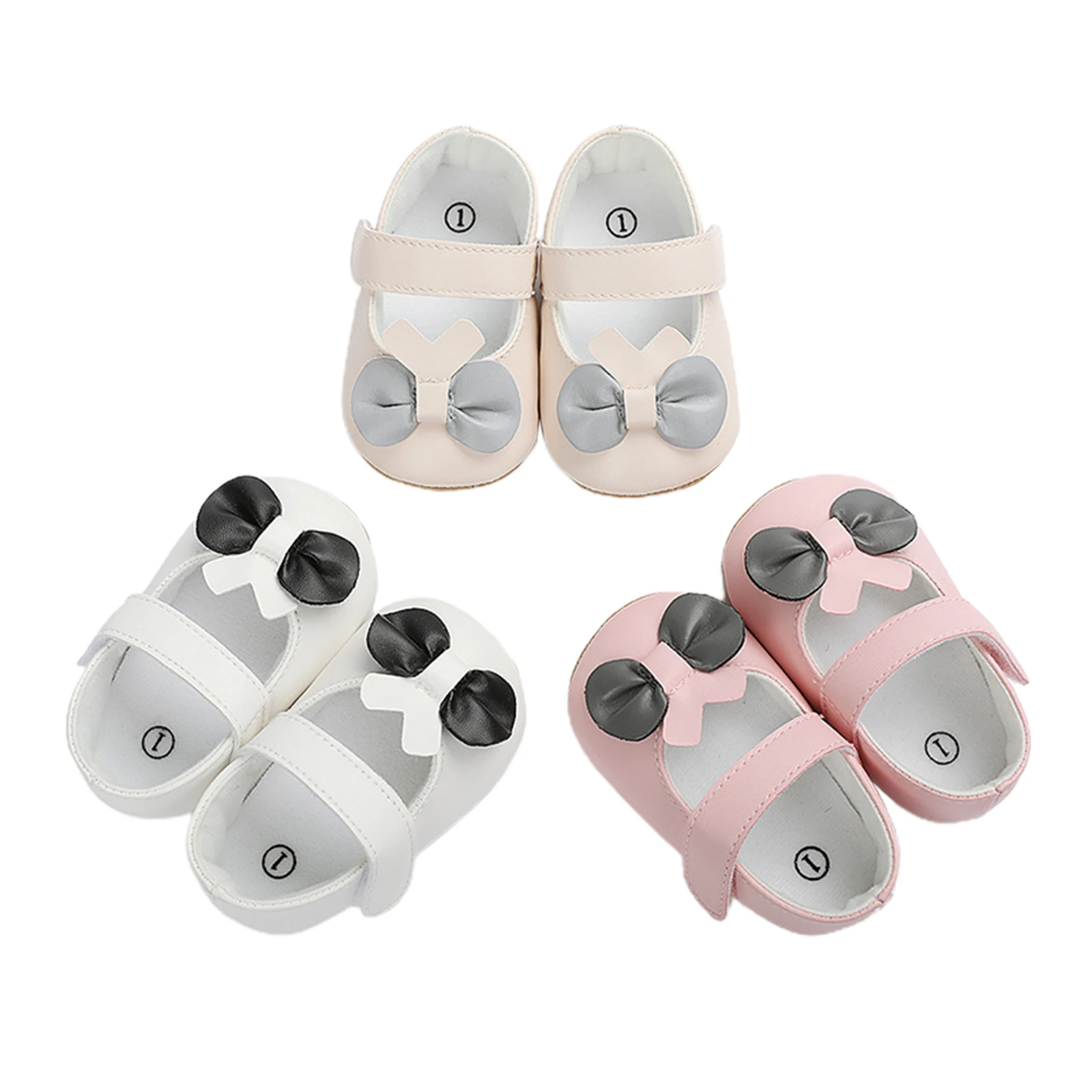 

Toddler Baby Girl Princess Shoes, Casual Style Hollow-out Bowknot Prewalker with Hook and Loop First Walkers
