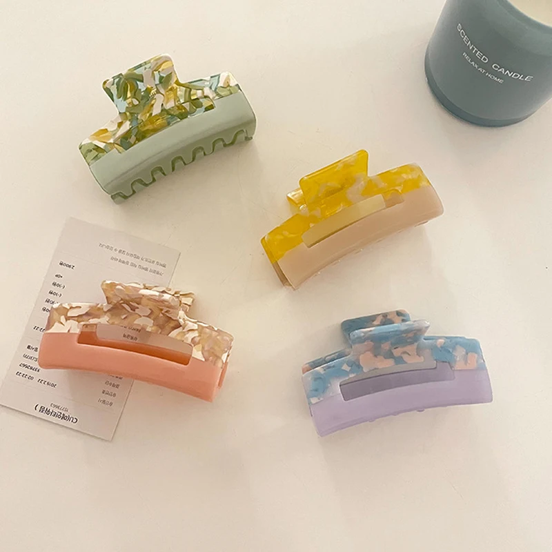 

Заколка для волос с леопардовым принтом женская, крупные квадратные зажимы из ацетата геометрической формы, аксессуары для волос