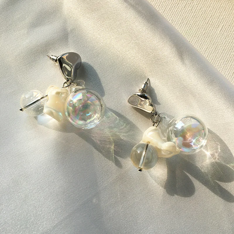 

New temperament earrings simple fashionista cute crystal ball earrings women