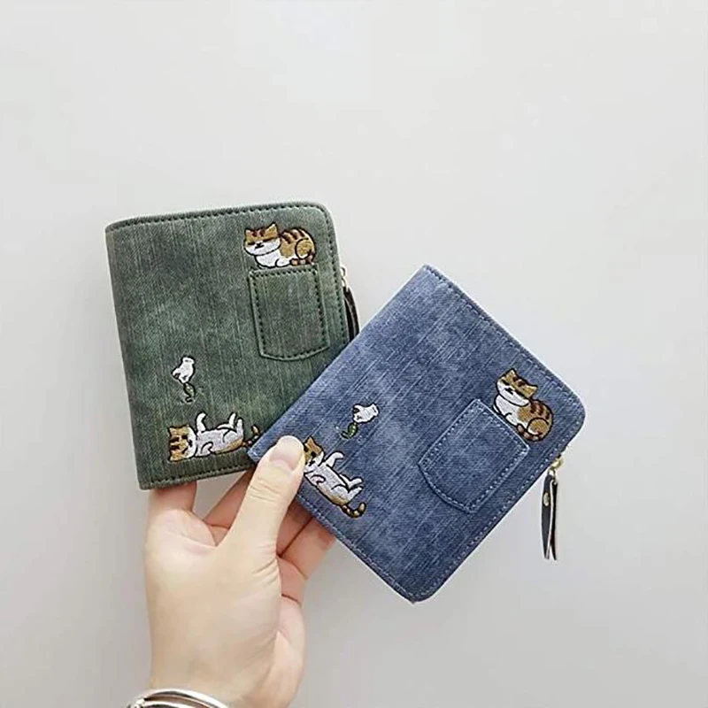 

2021 Fashion Women Cute Cat Wallet Small Zipper Girl Designed Pu Leather Coin Purse Female Card Holder Wallet