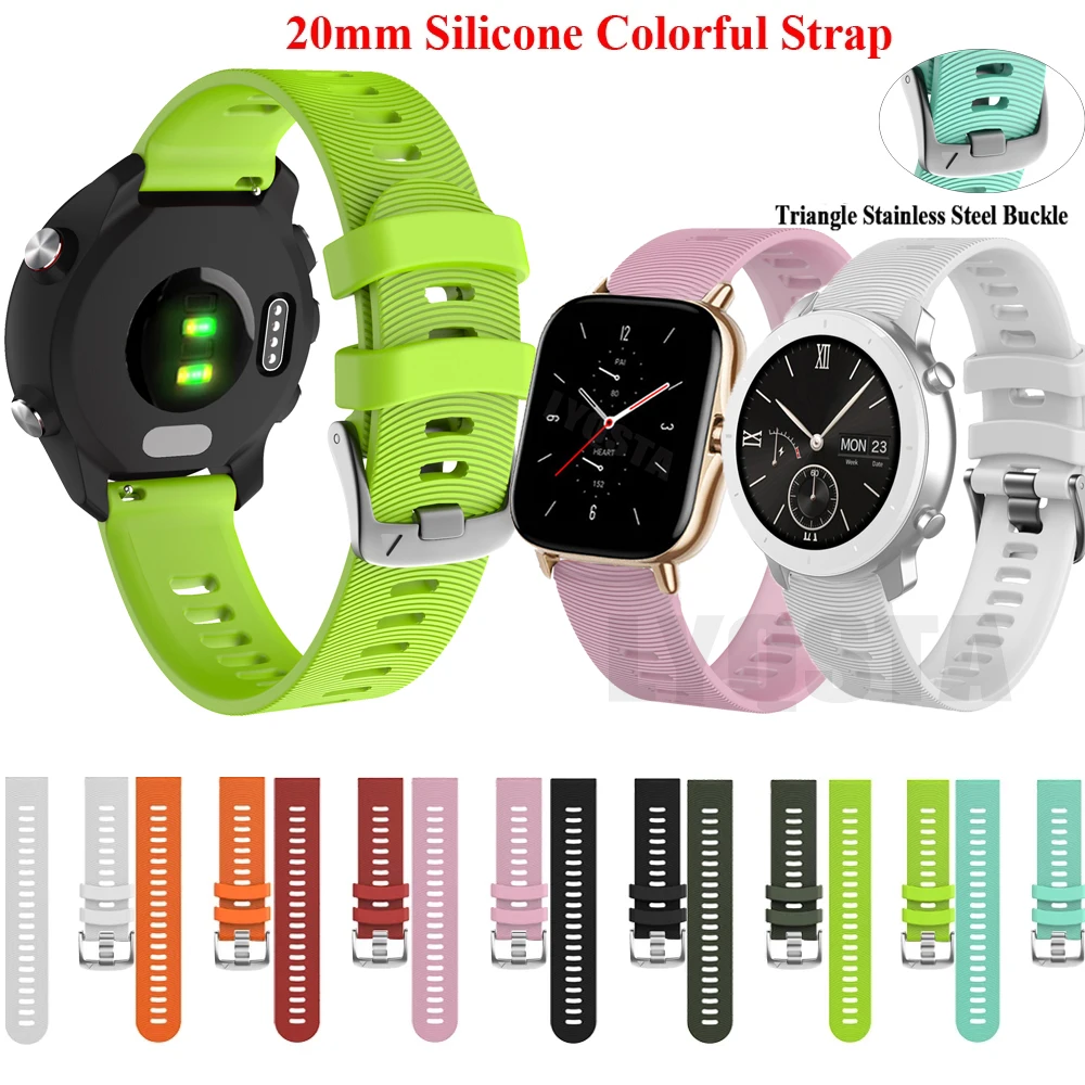 

Ремешок силиконовый для Huami Amazfit GTS GTR 42 мм, браслет для Huami Amazfit Bip U Bip S GTS 2/2e/Vivoactive3, 20 мм