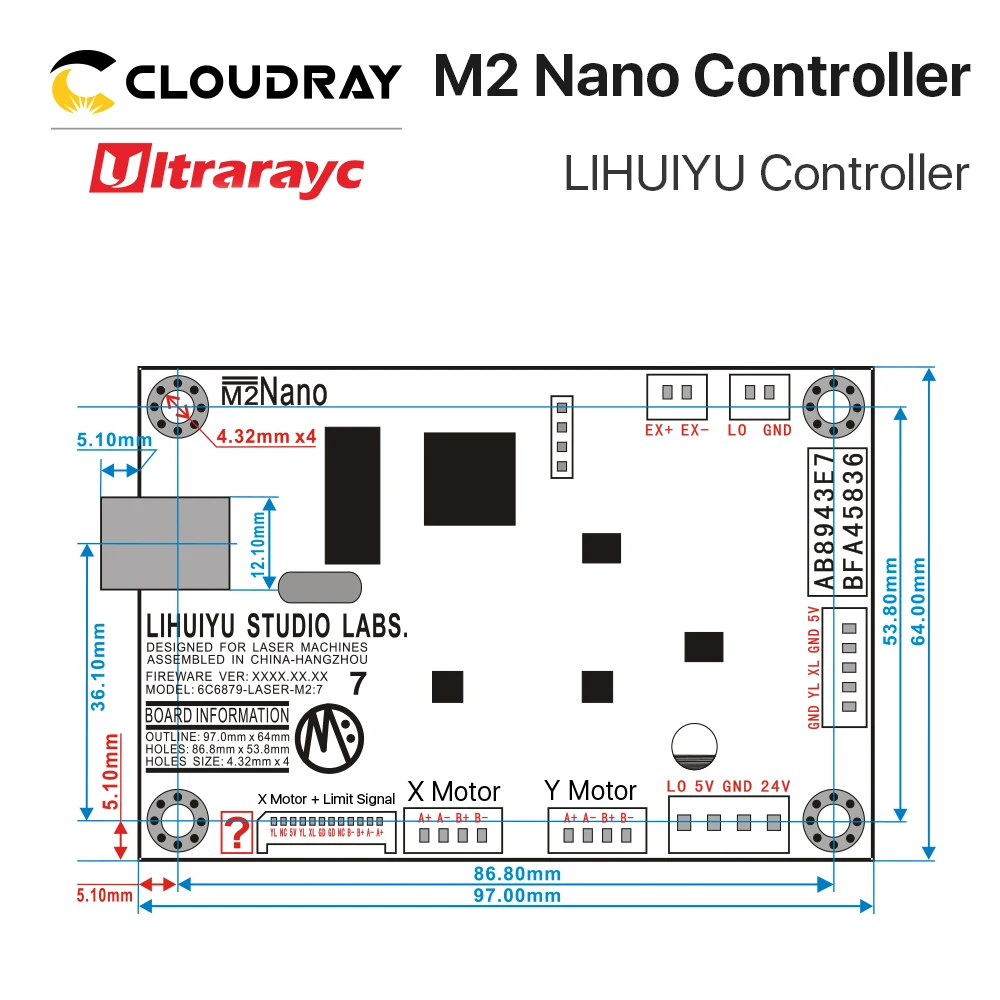 Ultrarayc LIHUIYU M2 нано лазерный контроллер материнская основная плата+ панель управления+ ключ B система гравер Резак DIY 3020 3040 K40