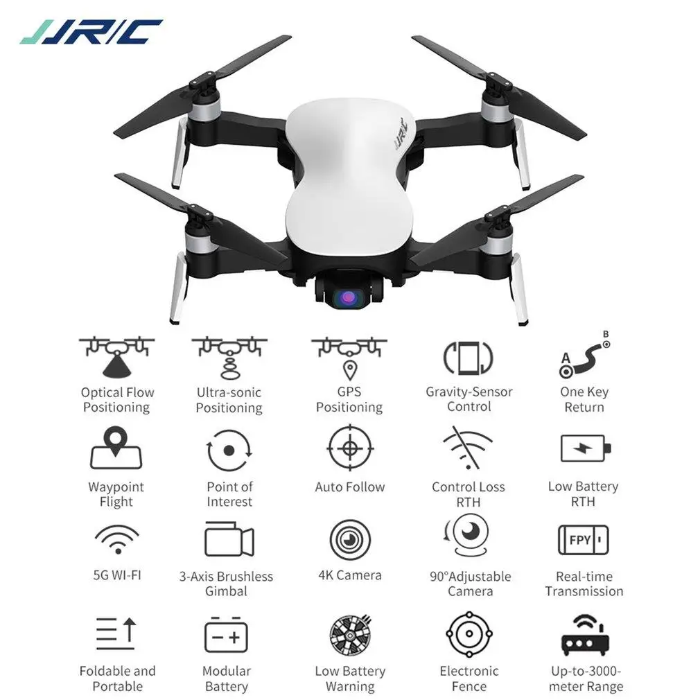 JJR/C X12 5G WIFI 1.2KM FPV GPS With 4K HD Camera Drone 3-Axis Stable Gimbal 25 Mins One Battery RC Quadcopter RTF | Игрушки и хобби