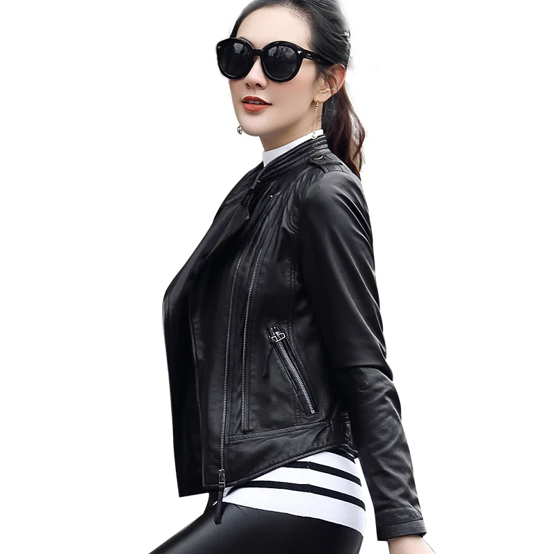 Осень 100% Весна натуральная овчина пальто женское элегантное размера плюс куртка