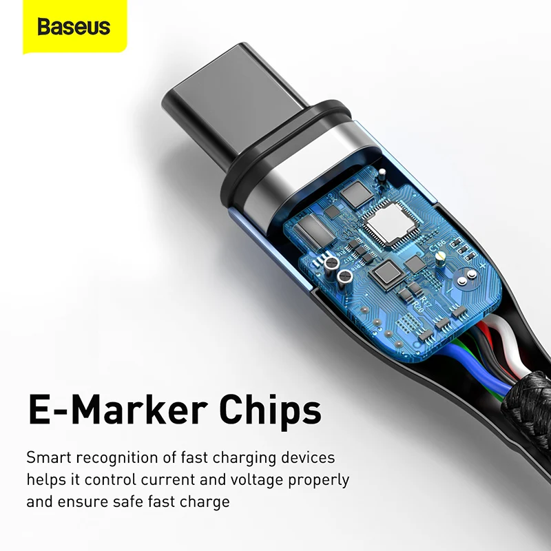 Baseus-Cable de carga magn&eacute;tico de 100W, Cargador r&aacute;pido USB tipo C para Xiaomi Redmi Note, MacBook y iPad-5