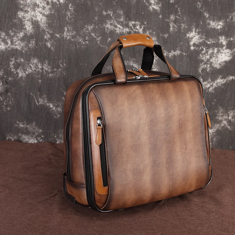 Новинка Модный женский чехол на колесиках из натуральной кожи Newsbirds для багажа