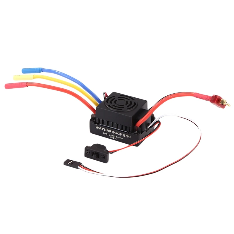 

Waterproof 60A Brushless Esc Electronic Speed Controller With 5.5V / 3A Bec For 1/10 Rc Car (Black)