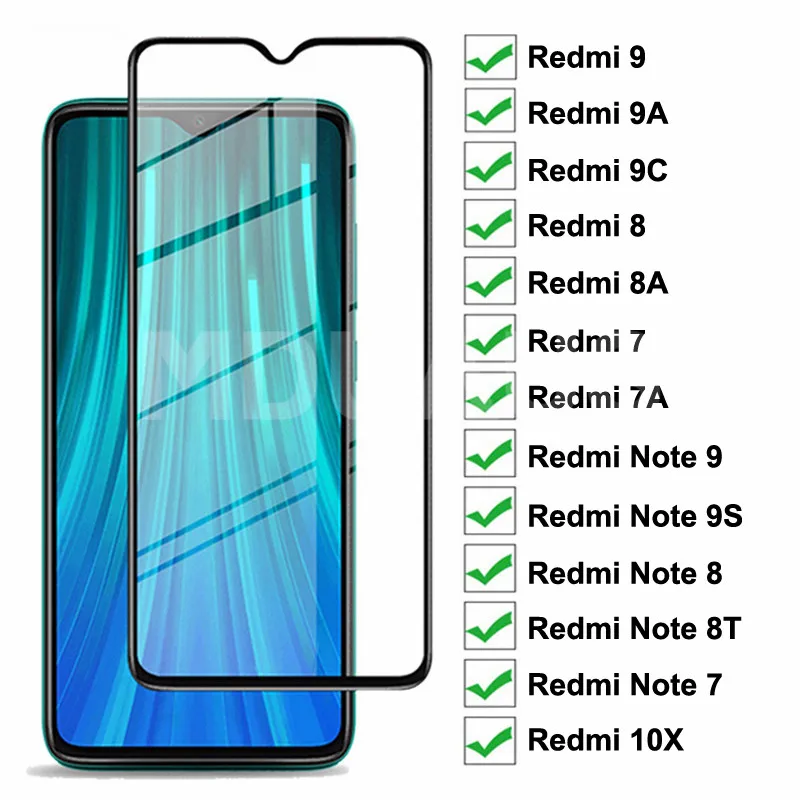 9D Защитное стекло для Xiaomi Redmi 9 9A 9C 8 8A 7 7A 10X закаленное защитное экрана Note 8T 9S Pro Max