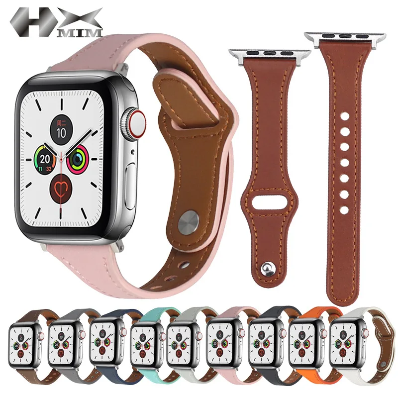 

Correa de cuero de vaca genuino para Apple Watch, 6 SE 5 4 3 42MM 38MM 44MM 40MM, correa para iWatch 6 SE 5 4