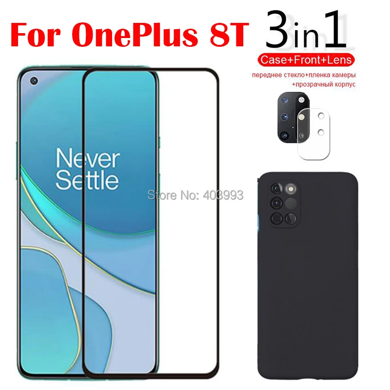 3 в 1 стекло + чехол для Oneplus 8T защита экрана закаленное Nord s Z Защитное камеры|case a|case