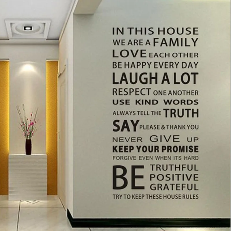 Английские пословицы обои Семейные правила для дома наклейка на стену DIY стикер
