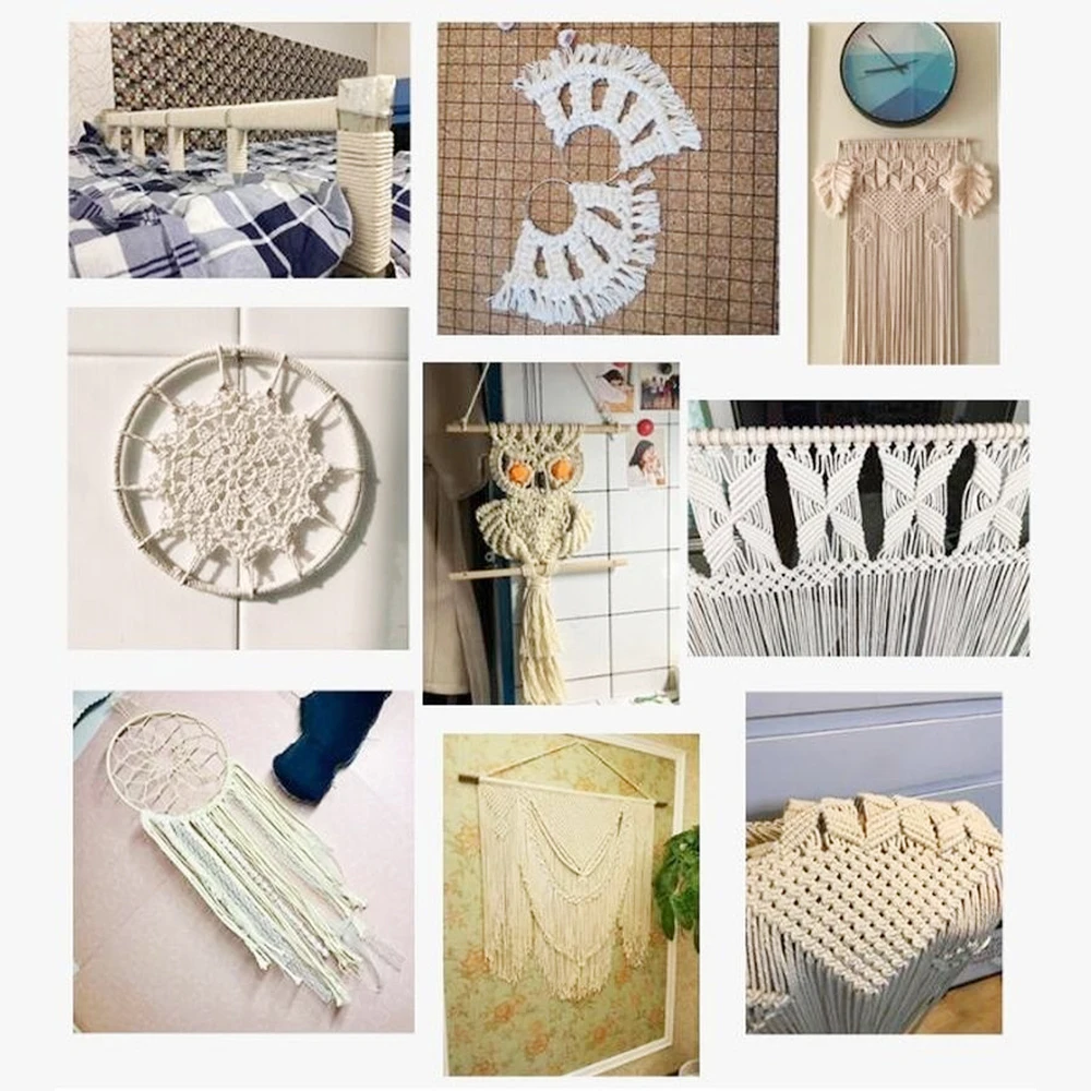 

DIY Macrame Wall Hanging Material Kits Package Cotton Rope Wood Ring Stick Thread Macrame For Hand Woven Hanging Plant Hanger