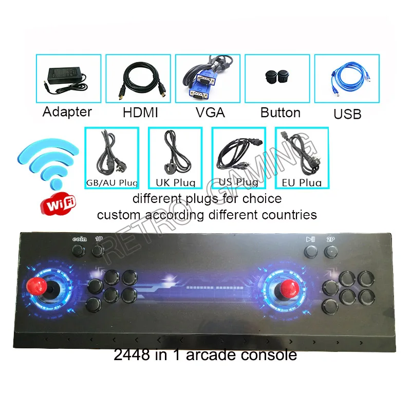 

Pandora 3D WiFi Arcade Box 2448 in 1 Zero Delay Saving Function Joystick Controller PCB 134 PCs 3D Retro Portable Console game
