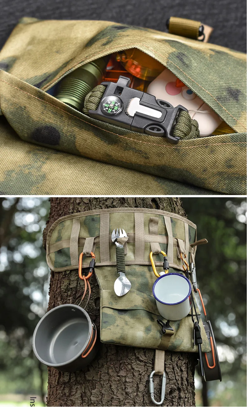 

Camping Equipment Picnic Portable Tool Storage Outdoor Tool Camouflage Storage Bag EDC Tool Hanging Bag Folding Travel Pocket