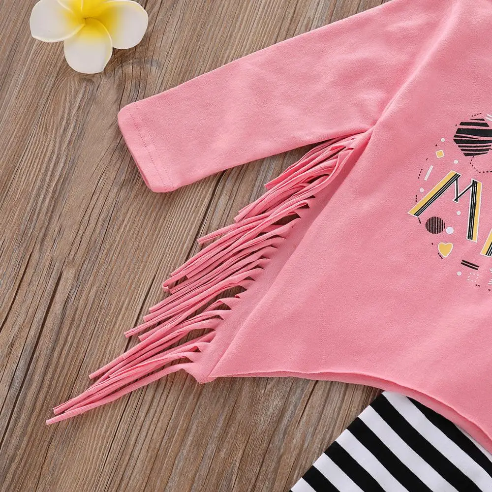 Розовые Топы штаны в полоску с кисточками на День святого Валентина для