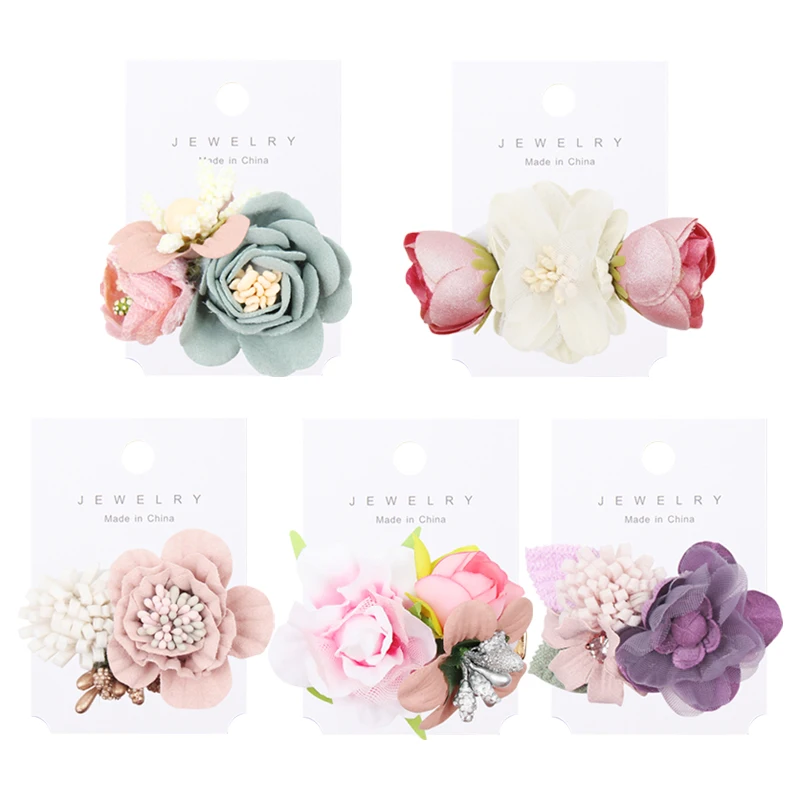 IBOWS Hair Accessories Lovely Baby Headband Fake Flower Nylon Hair Bands For Kids Artificial Floral Elastic Head Bands Headwear