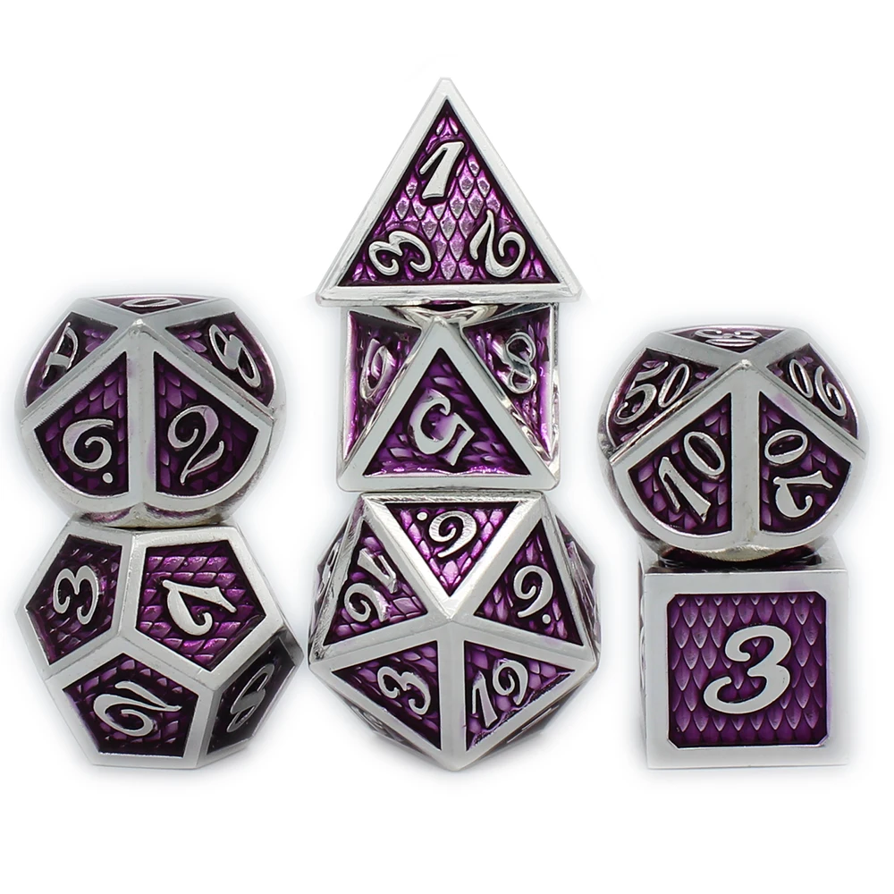 Новый дизайн 2020 года набор металлических игральных костей D & бархатный чехол 7 шт.