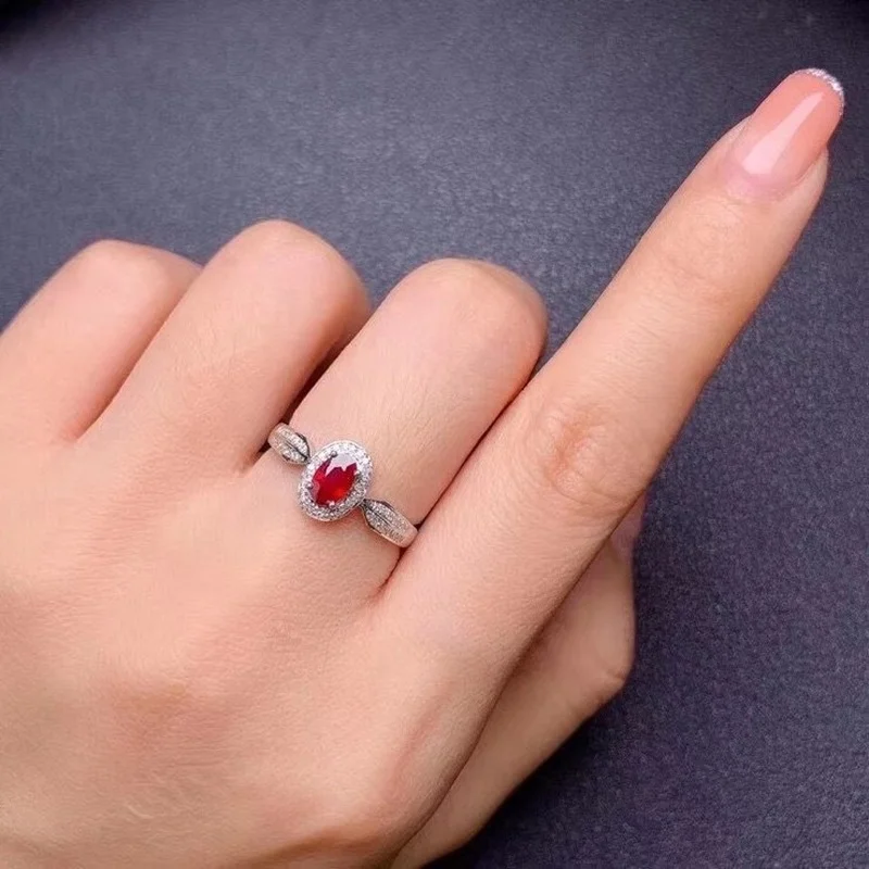 

Natural Ruby Ring, 925 Sterling Silver, Simple and Exquisite Style,Recommended By The Owner, Authentic Color