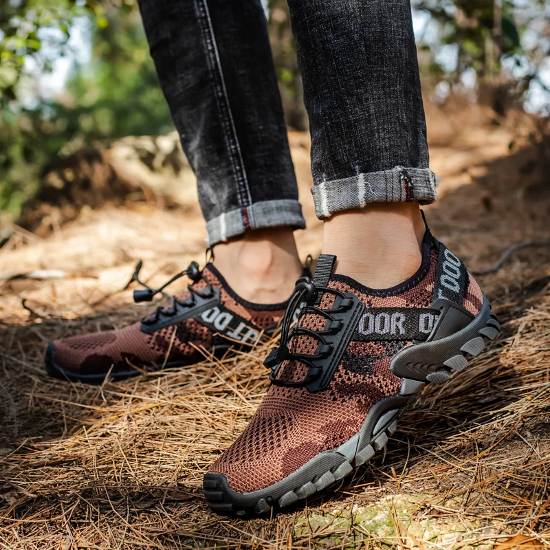 Summer Mesh Breathable Hiking Shoes Men Outdoor Slip on Mountain Trail Trekking Shoes Women Anti-Skid Wearable Mens Sneakers