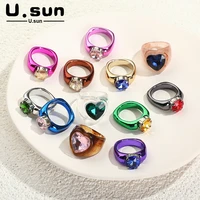 fashion rhinestone women rings 2022 trend vintage resin aesthetic finger female ring for teen girls jewelry accessories gift