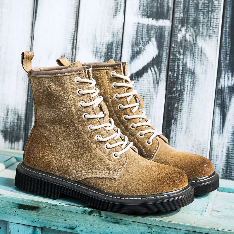 Женские ботинки Мартинс на платформе женские кожаные шерстяные теплые зимние