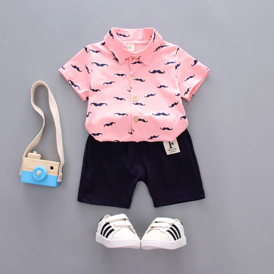 Baby Boys Casual Suit Cartoon Print Short Sleeve Toddler Top+Pants 2pcs Newborn Kids Children New Summer Clothes Outfits |
