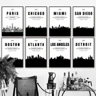 Черно-белая Картина на холсте с изображением городской карты, Парижа, Бостон, Майами, Чикаго, Атланты, Настенная картина, фотообои для спальни