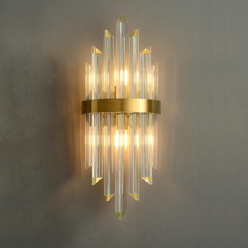 LED Postmodern Stainless Steel Crystal Golden Clear LED Lamp LED Light Wall lamp Wall Light Wall Sconce For Bedroom Corridor