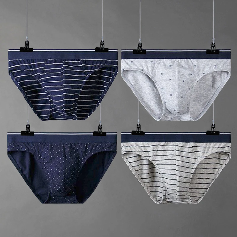 4pcs/Lot Men's Underwear Large Size Men's Colored Cotton u Convex Large Size Fat Man Triangle Underwear Men's Breathable