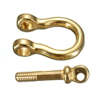 2pcs solid pure brass carabiner shackle key ring chain hook buckle strap copper horseshoe buckle diy key buckle