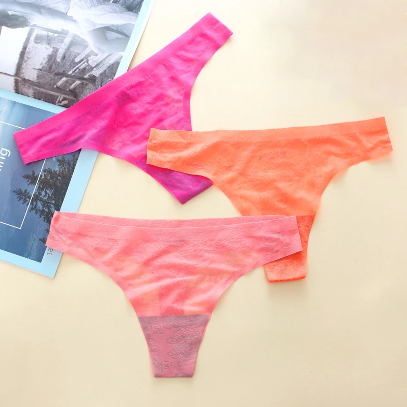 3 шт. сексуальные трусики кружевные стринги женские бесшовное белье дышащие