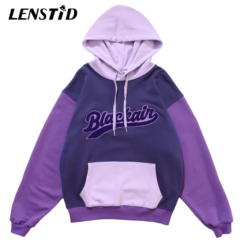 Мужской пуловер LENSTID в стиле хип хоп толстовки с капюшоном колор блок уличная