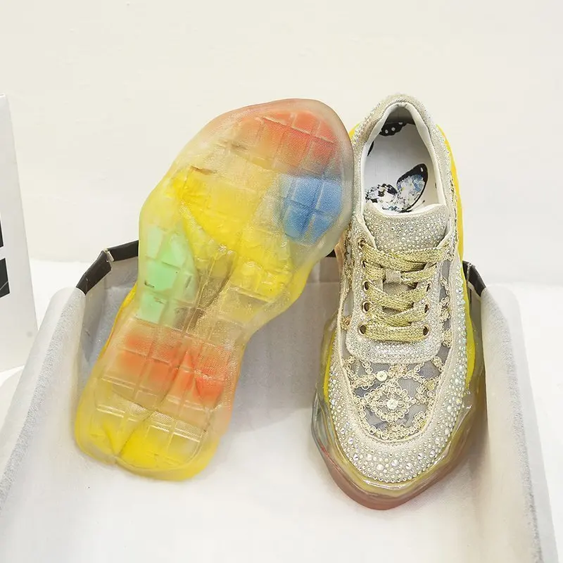 

2021 Fashion Sneakers Women Bling Platform Shoes Sequins Ladies Crystal Mesh Shoes Woman Trainers Chunky Sneakers Basket Femme