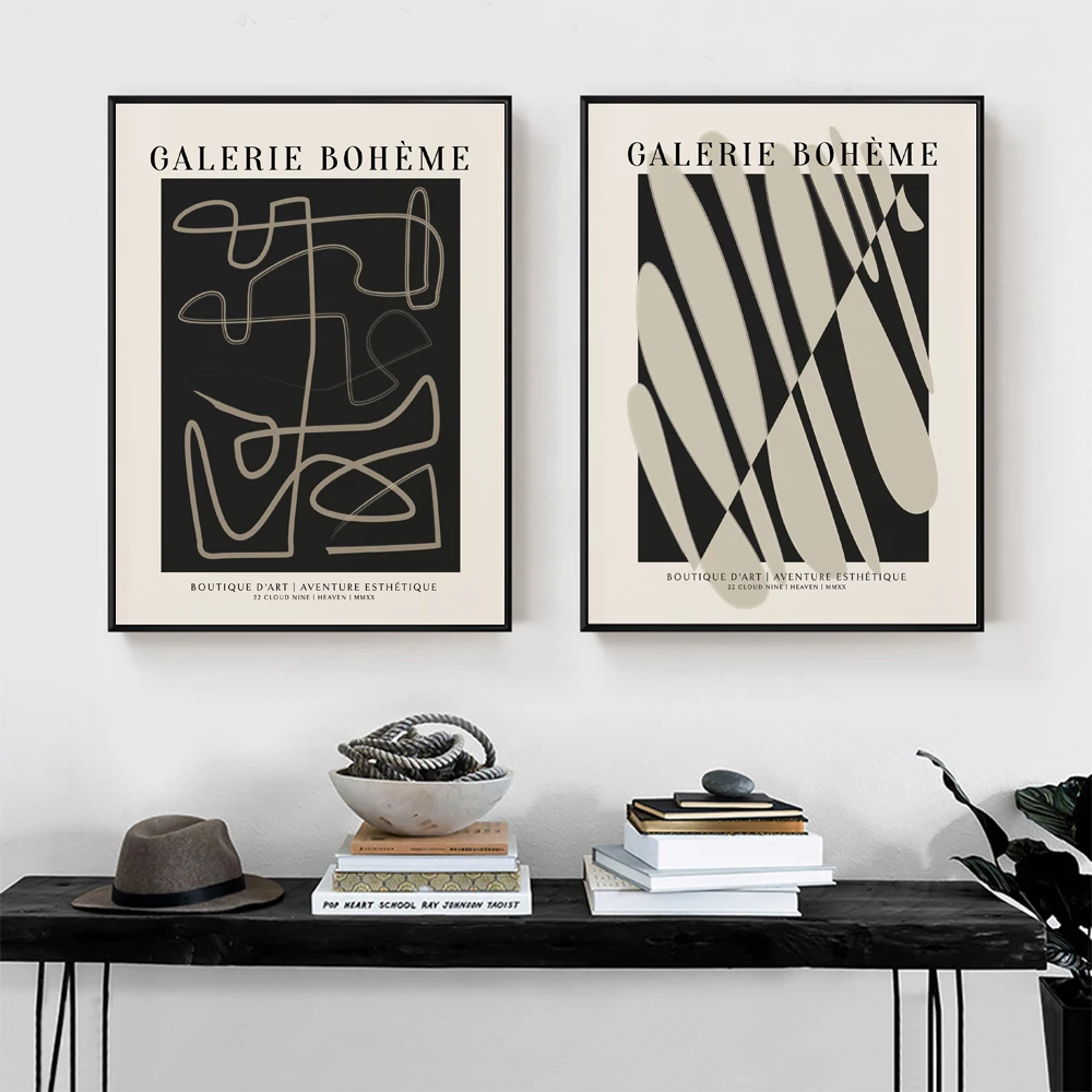 

Bohemian Gallery Poster Beige Black Canvas Painting Geometric Lines Art Print Norbic Wall Picture For Living Room Home Decor