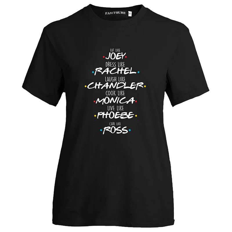 W22333BK Футболка с готическим рисунком Friends Tee Harajuku женская футболка с буквенным принтом с коротким рукавом и круглым вырезом Женские топы - Цвет: W22333BK