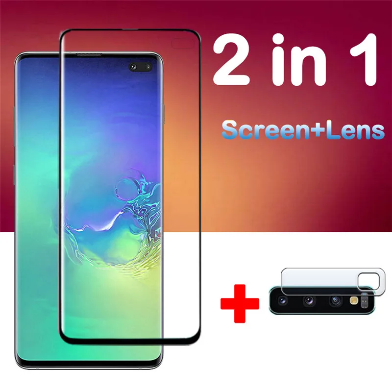 2 в 1 Защитное стекло для Samsung galaxy s10 10plus 10e чехол бампер s 10 e s10e с s10plus samsun glaxy камера